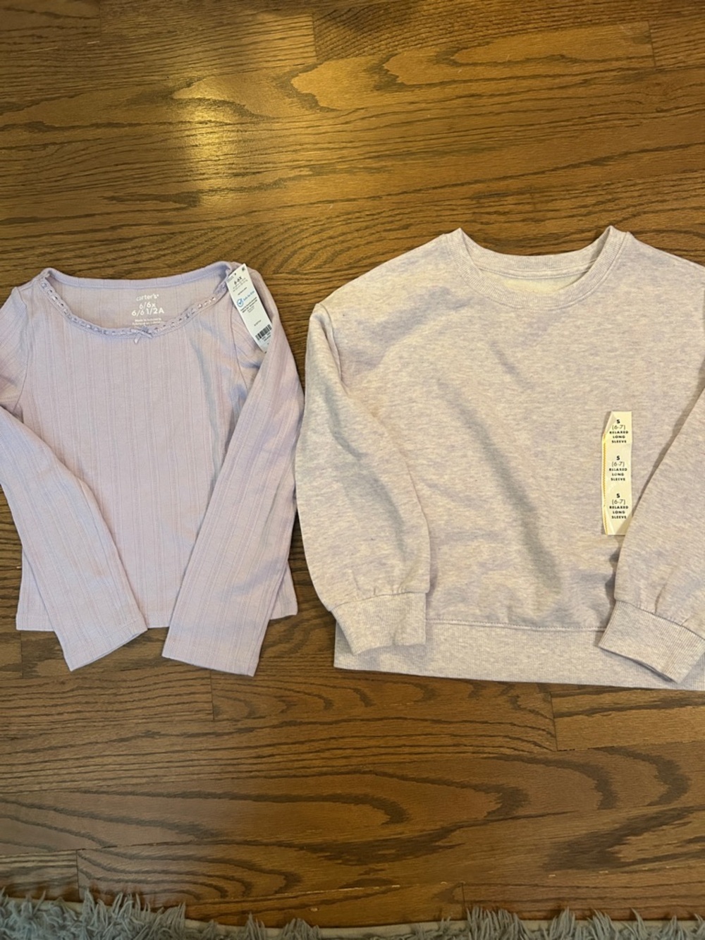 Carter's Lilac Girls' Long Sleeve Sweatshirt & Ribbed Tee Set